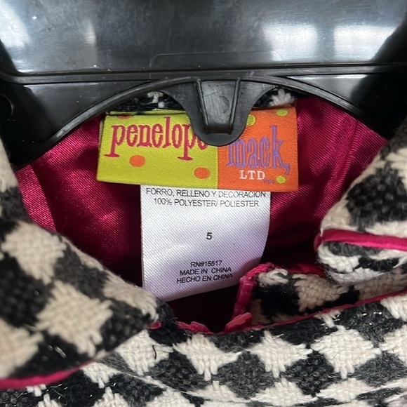 Brand New Penelope Mack Zip Up Pea Coat Black White Checkered Jacket & Hat - Picture 3 of 15